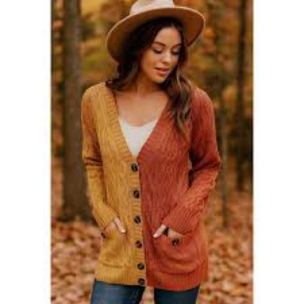 For Love & Lemons Cableknit Two-Tone Cardigan Sweater Button Down NWT XS, M